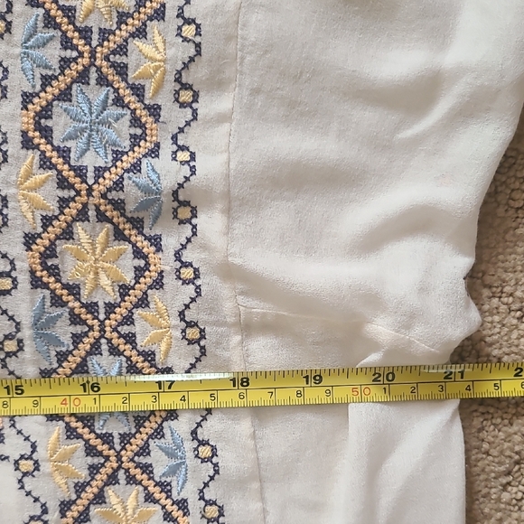 Lucky Brand Cream Tunic with Blue and Yellow Embroidery - Picture 6 of 10